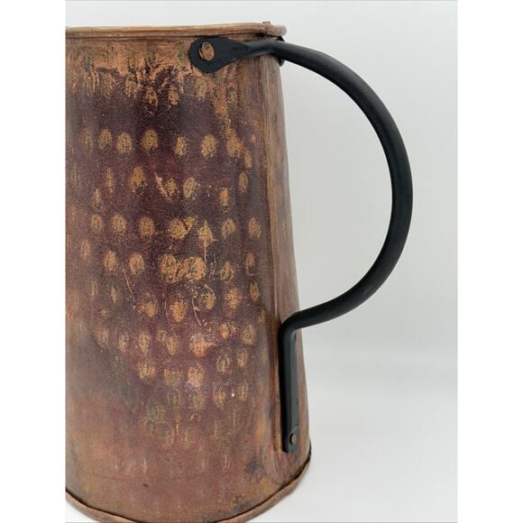 Vintage Copper Farmhouse Water Jug Pitcher With Wrought Iron Handle Turkey - Picture 2 of 10